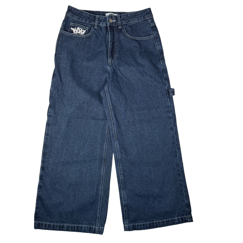 DAY Wide Leg Carpenter Jeans Women's Small Blue Denim Baggy Utility Y2K Logo